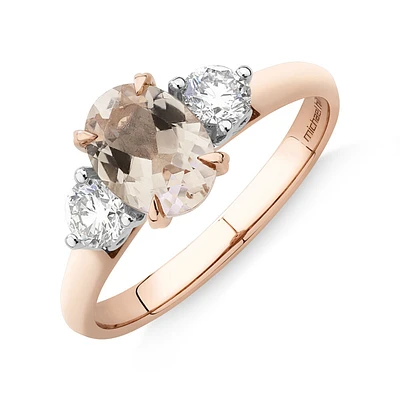 Ring with Morganite & 0.40 Carat TW of Diamonds in 10kt Rose Gold