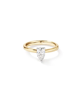 0.70 Carat TW Certified Pear Cut Diamond Solitaire Engagement Ring in 18kt Yellow and White Gold