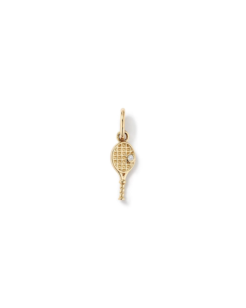 Diamond Accent Tennis Racquet Pendant in 10kt Yellow Gold