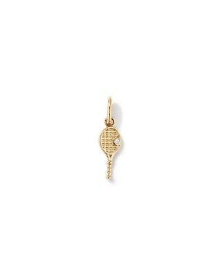 Diamond Accent Tennis Racquet Pendant in 10kt Yellow Gold