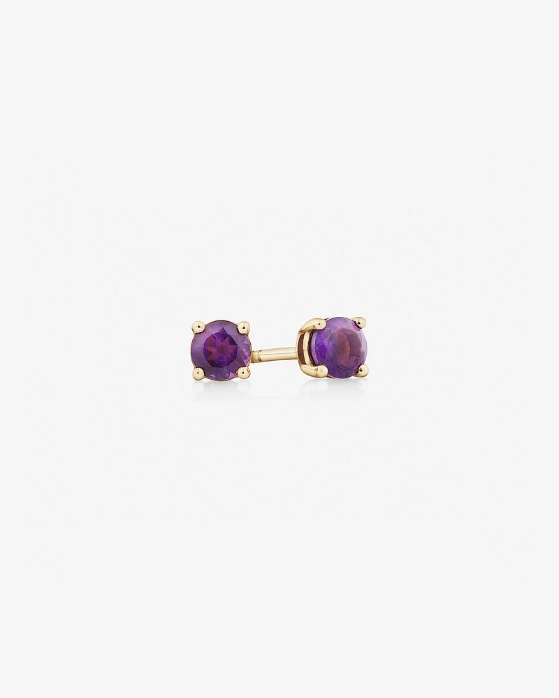 Stud Earrings with Amethyst in 10kt Yellow Gold