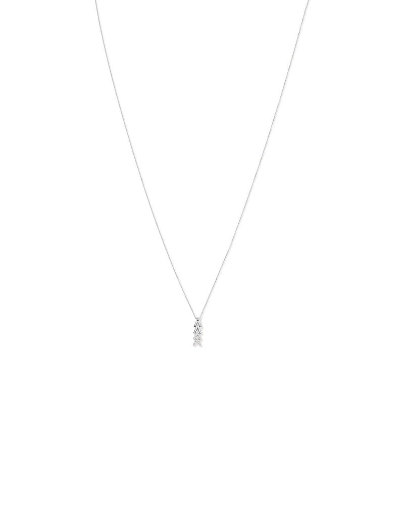 Cubic Zirconia Chevron Pendant Necklace in Sterling Silver