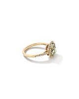 Halo Ring with Green Amethyst & 0.25 Carat TW of Diamonds in 10kt Yellow Gold