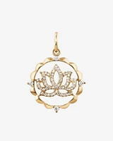 Lotus Motif Pendant with 0.15 Carat TW of Diamonds in 10kt Yellow Gold