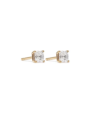 1.00 Carat TW Asscher Cut Solitaire Laboratory-Grown Diamond Stud Earrings in 10kt Yellow Gold