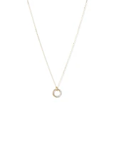 Two-Tone Double Circle Pendant Hammered Finish Necklace in 10kt White and Yellow Gold