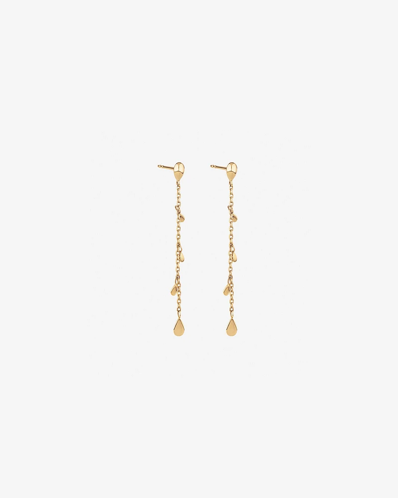 Pear Station Drop Earrings in 10kt Yellow Gold