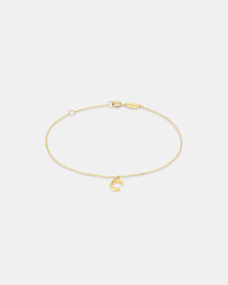 19cm (7.5") C Initial Bracelet in 10kt Yellow Gold