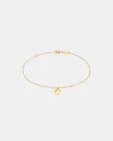 19cm (7.5") C Initial Bracelet in 10kt Yellow Gold