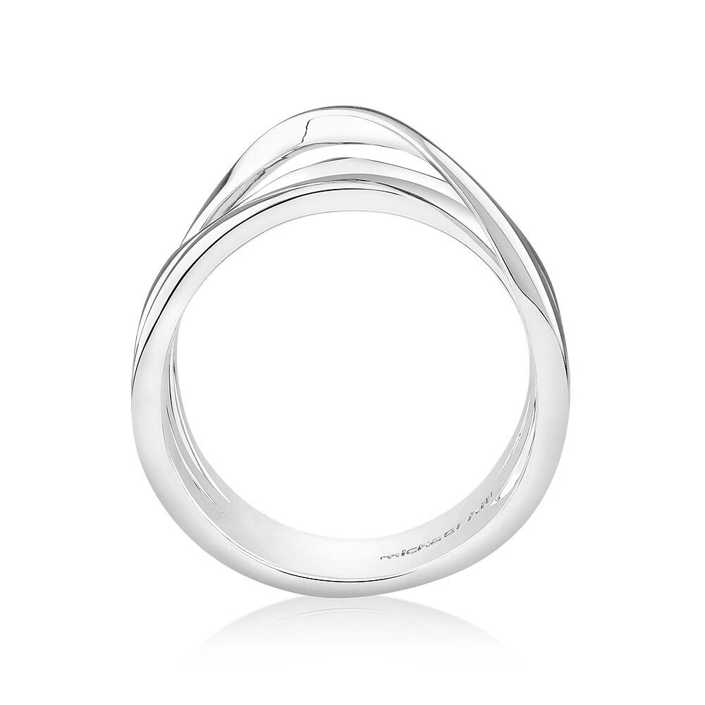 Sculpture Ribbon Crossover Ring Sterling Silver