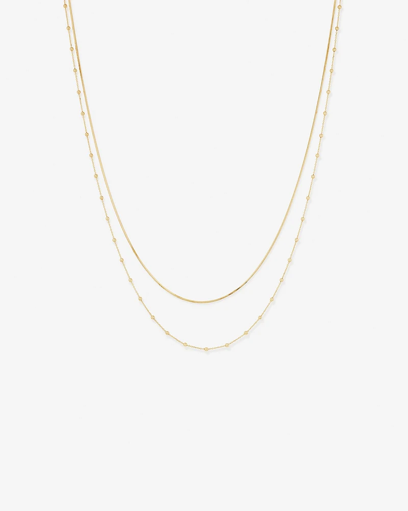 45cm Snake and Bead Multi-Layer Chain in 10kt Yellow Gold