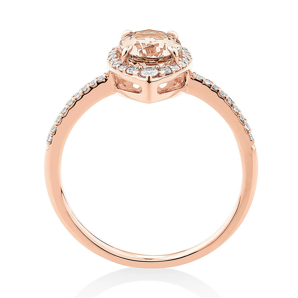 Halo Ring with Morganite & 0.20 Carat TW of Diamonds in 10kt Rose Gold