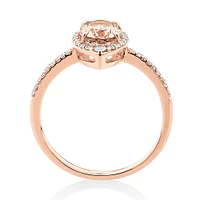 Halo Ring with Morganite & 0.20 Carat TW of Diamonds in 10kt Rose Gold