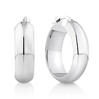 15mm Half Round Hoop Earrings in 10kt White Gold