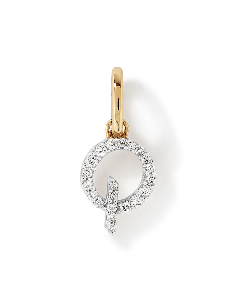 Diamond Letter Q Initial Pendant in 10kt Yellow Gold