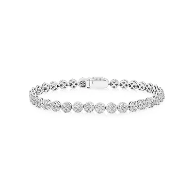 5.02 Carat TW 9 Stone Cluster Diamond Tennis Bracelet in 14kt White Gold