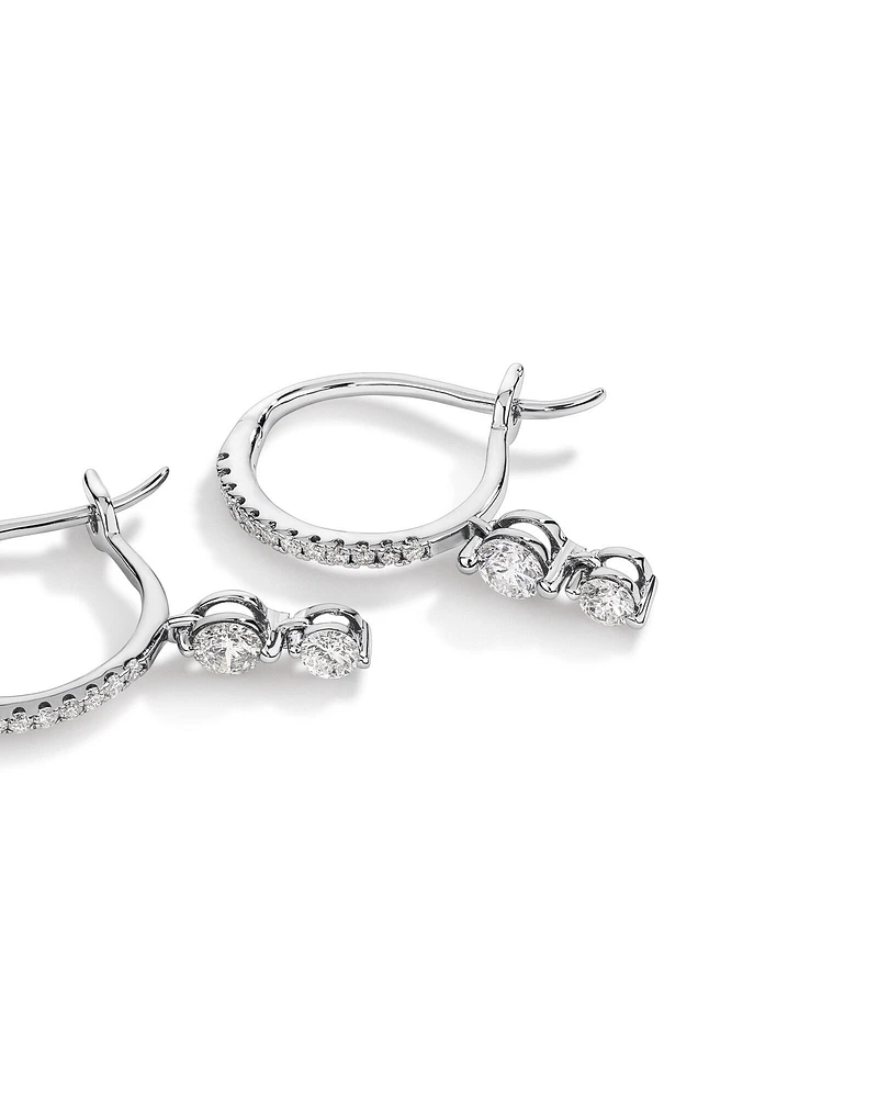 Boucles d'oreilles à double goutte avec 0,48 carat TW de diamants en or blanc 18 kt