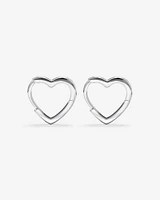 11mm Heart Shape Huggie Earrings in Sterling Silver