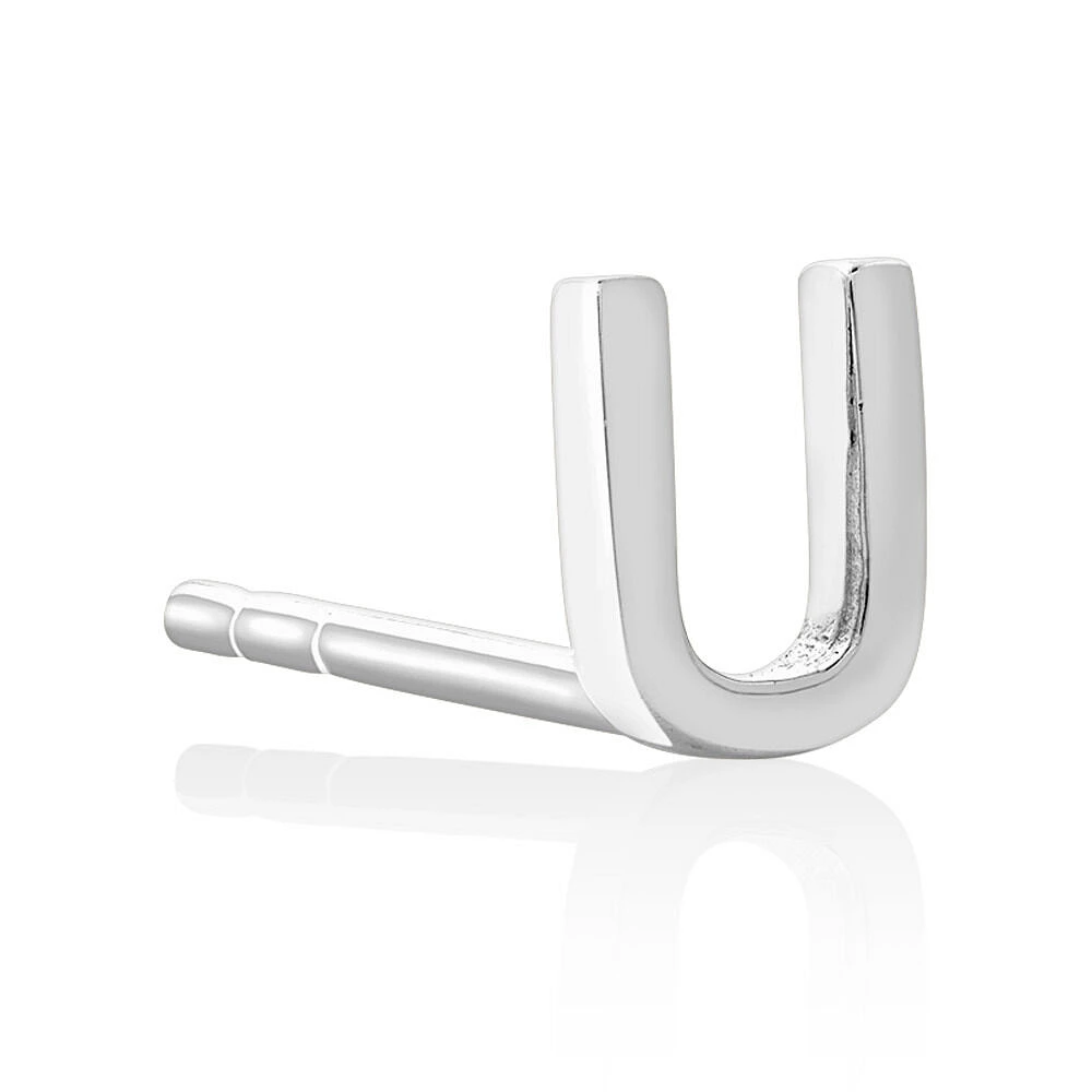 E Initial Single Stud Earring in Sterling Silver