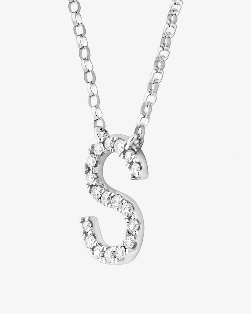 A' Initial necklace with 0.10 Carat TW of Diamonds in 10kt White Gold