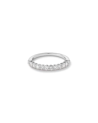 Bague de mariage en diamant cultivé en laboratoire de 0,60 carat serti griffe en or blanc 14 carats