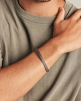 Men's Link Pattern Textured Cuff Bangle in Sterling Silver