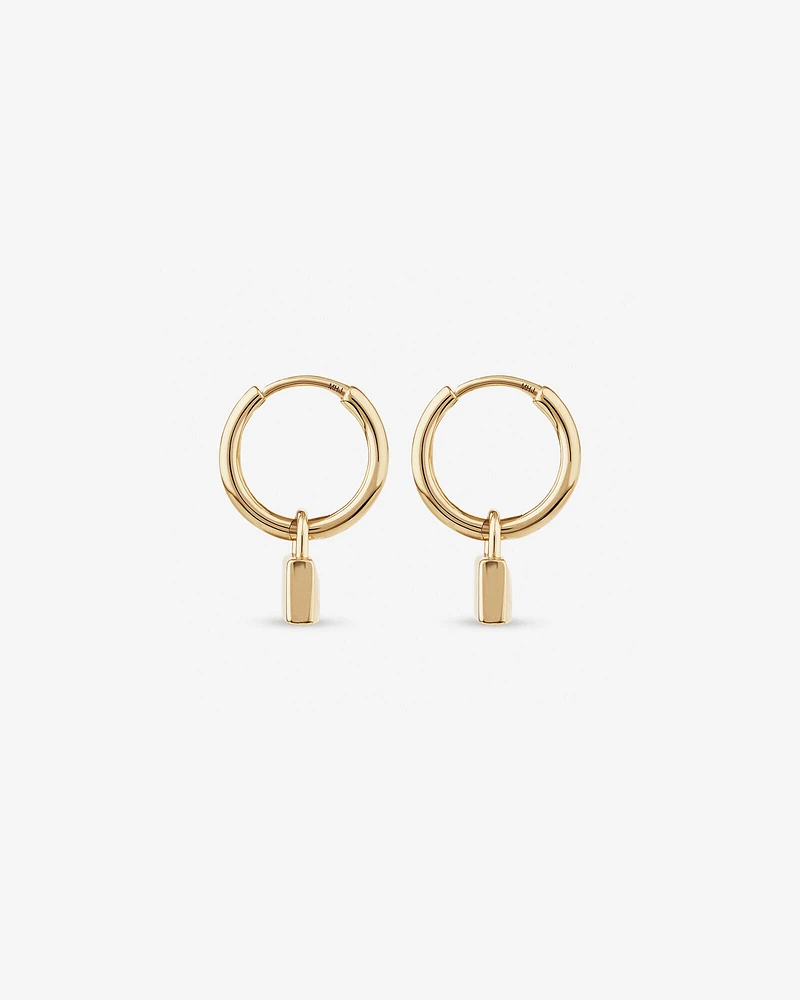 Signature Lock Hoop Huggie Earrings in 10kt Yellow Gold