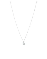 Round Brilliant Cubic Zirconia Halo Pendant Necklace in Sterling Silver