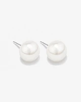 Stud Earrings with 9mm Button Cultured Freshwater Pearls in Sterling Silver