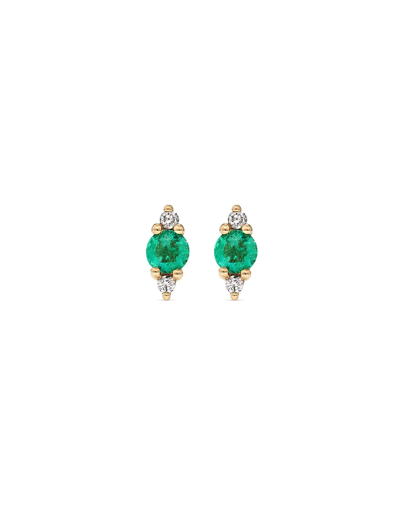 Boucles d'oreilles à trois pierres en or jaune 10 K avec diamants totalisant 0,04 ct