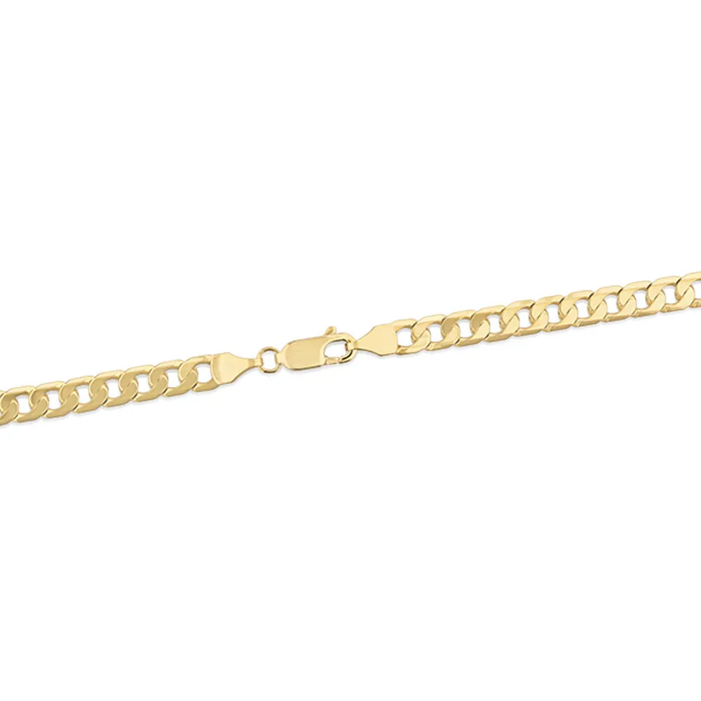 55cm (22) 4.5mm-5mm Width Solid Curb Chain in 10kt Yellow Gold