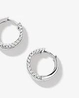 Textured Double Huggie Earrings in Sterling Silver