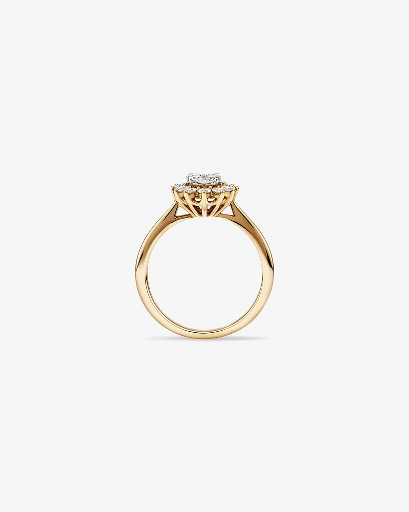 Cluster Ring with 0.62 Carat TW of Diamonds in 14kt Yellow Gold