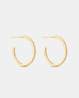 0.15 Carat TW Fine Diamond Hoop Earrings in 10kt White Gold