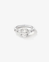 2.36 Carat TW Oval Cut Laboratory-Grown Diamond Fancy Cut Side Stone Engagement Ring in 14kt White Gold