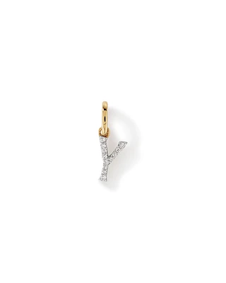 Diamond Letter Y Initial Pendant in 10kt Yellow Gold