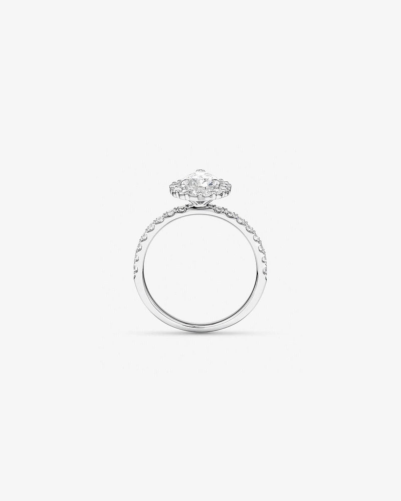 1.82 Carat TW Pear Cut Laboratory-Grown Diamond Halo Engagement Ring in 14kt White Gold