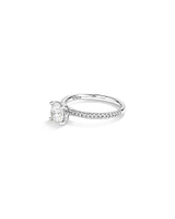 1.14 Carat TW of Diamonds Engagement Ring with a 1 Carat Round Centre Laboratory-Grown Diamond and shouldered by 0.14 Carat TW of Natural Diamonds in 14kt White Gold