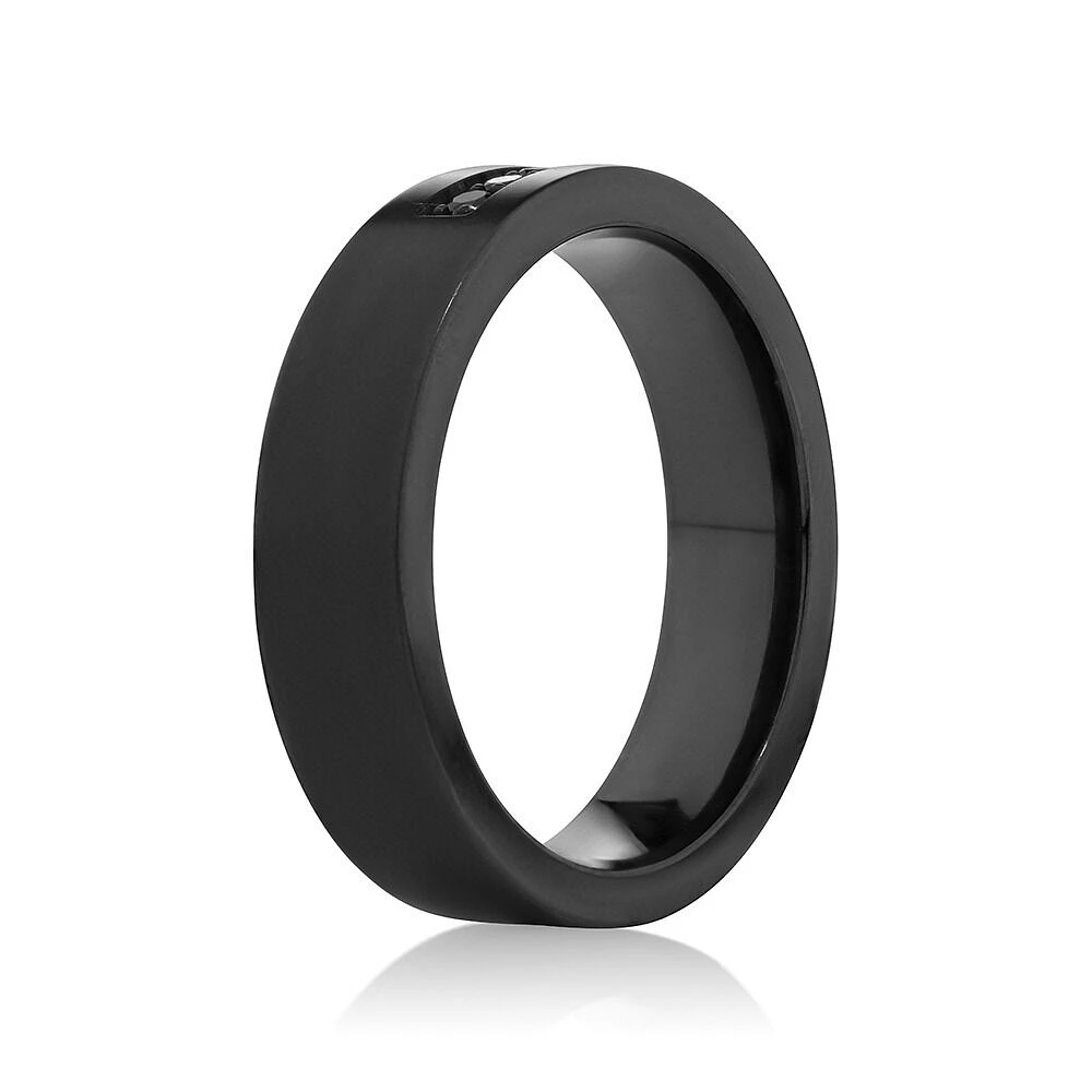 6mm Black Titanium Ring with Enhanced Black Diamonds