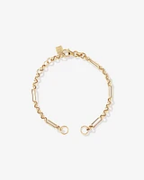 18cm (7") Paperclip 7 and 1 Alternating Open Pendant Bracelet in 10kt Yellow Gold