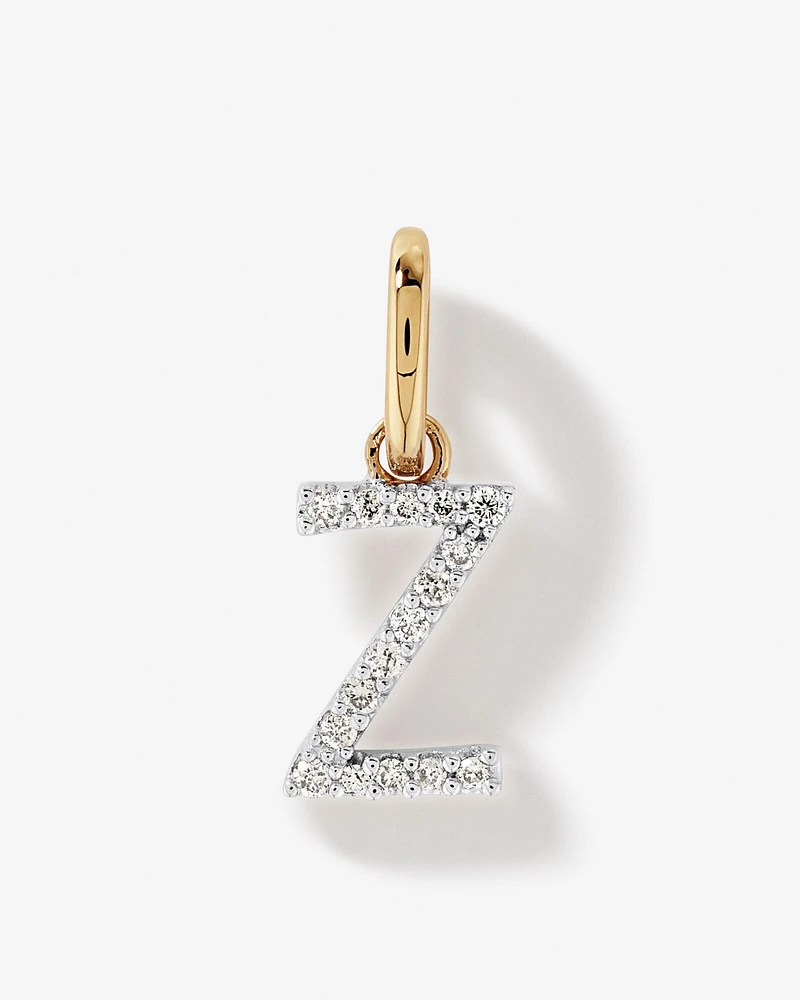 Diamond Letter Z Initial Pendant in 10kt Yellow Gold