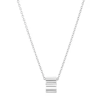 Ribbed Rondel Necklace in 10kt White Gold