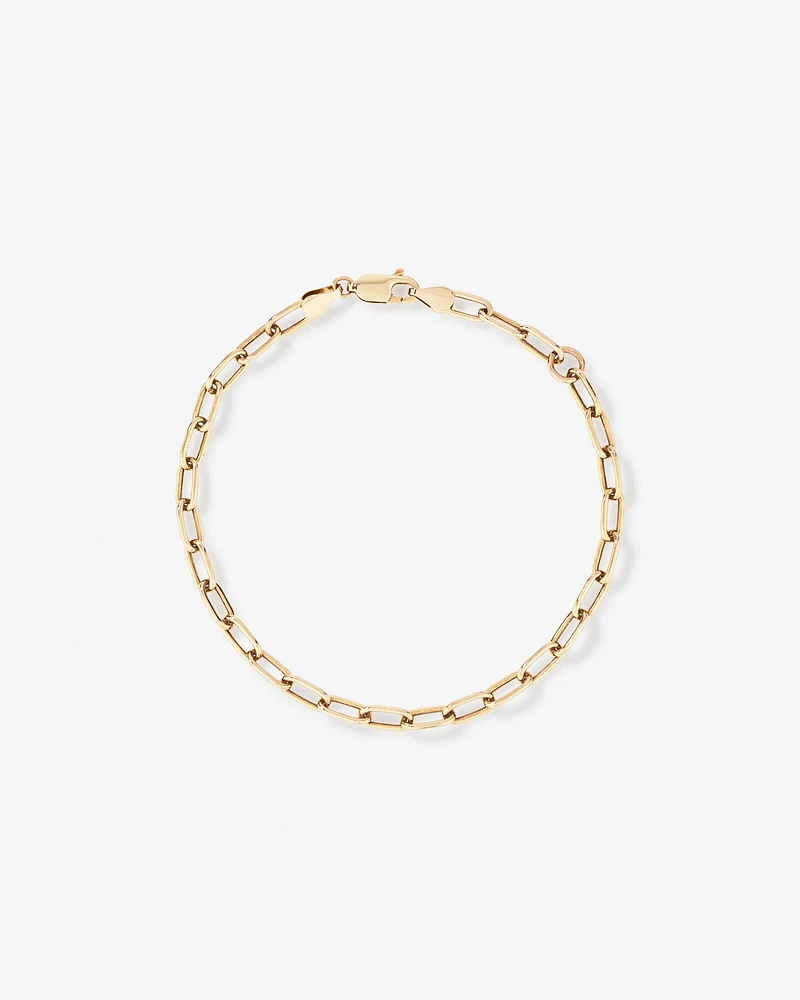 19cm (7.5") 3.5mm Hollow Paperclip Bracelet in 10kt Yellow Gold