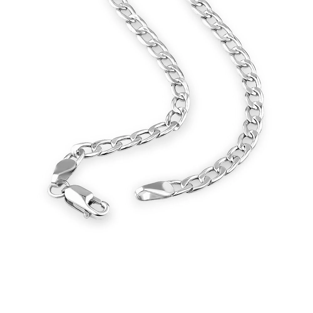 3.2mm Wide Hollow Curb Chain i 10kt White Gold