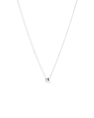 Collier avec Pendentif Rondelle Dot Dash en Saphir & Diamant avec 0,21 Carat TW en Or Blanc 10kt