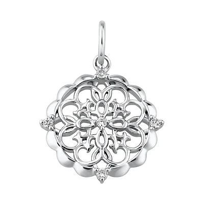 Filigree Pendant with Diamonds in Sterling Silver