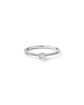 0.25 Carat TW Round Brilliant Diamond Side Accent Engagement Ring in 14kt White Gold