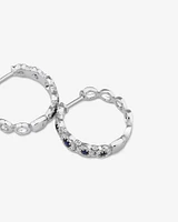 Bubble Huggie Earrings with Sapphire and .52 Carat TW Diamonds in 14kt White Gold