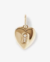 Diamond Accent Love Heart Lock Pendant in 10kt Yellow Gold