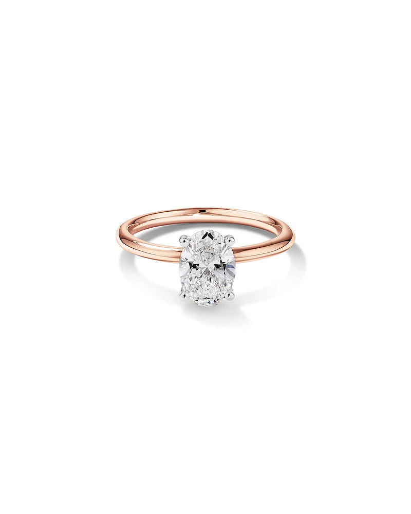 Carat TW Oval Laboratory-Grown Diamond Solitaire Engagement Ring in 14kt White Gold